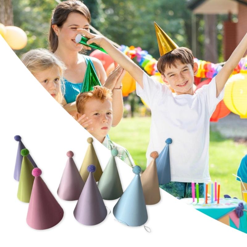 Random Color Hat with Pompoms Colorful Celebration Headpieces Suitable For Birthdays And Themed Celebration