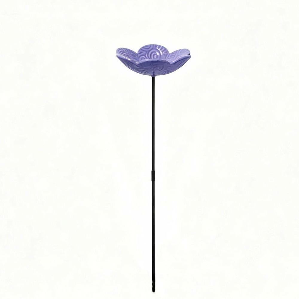 Flower Spiral Pattern Metal Stake Bee Watering Station Iron Floral Sculpture Outdoor Yard фиолетовый
