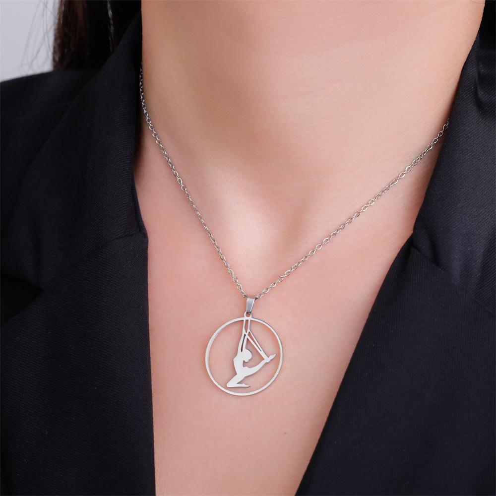 My Shape Artistic Gymnastics Pendant Necklaces Women Girl Dancer Sports Stainless Steel Basketball Player Chain Choker Jewelry