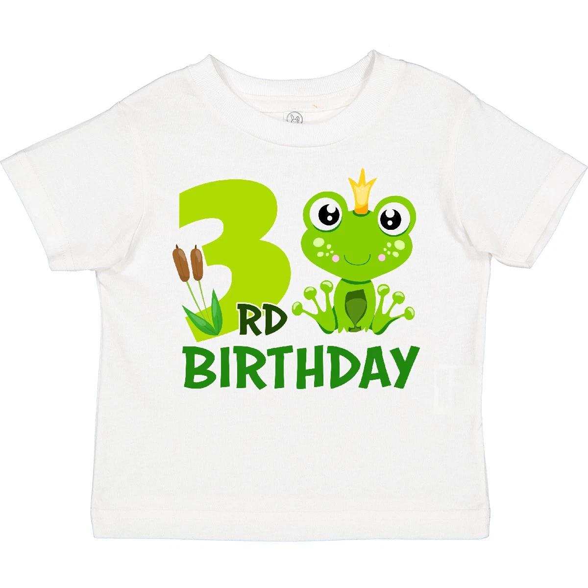 Inktastic 3rd Birthday Prince Frog Toddler kids boys T-Shirt Birthdays Third Happy Reptile 130