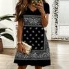 Women V Neck Tropical Floral Print Plus Size Short Sleeve Summer Loose Dress