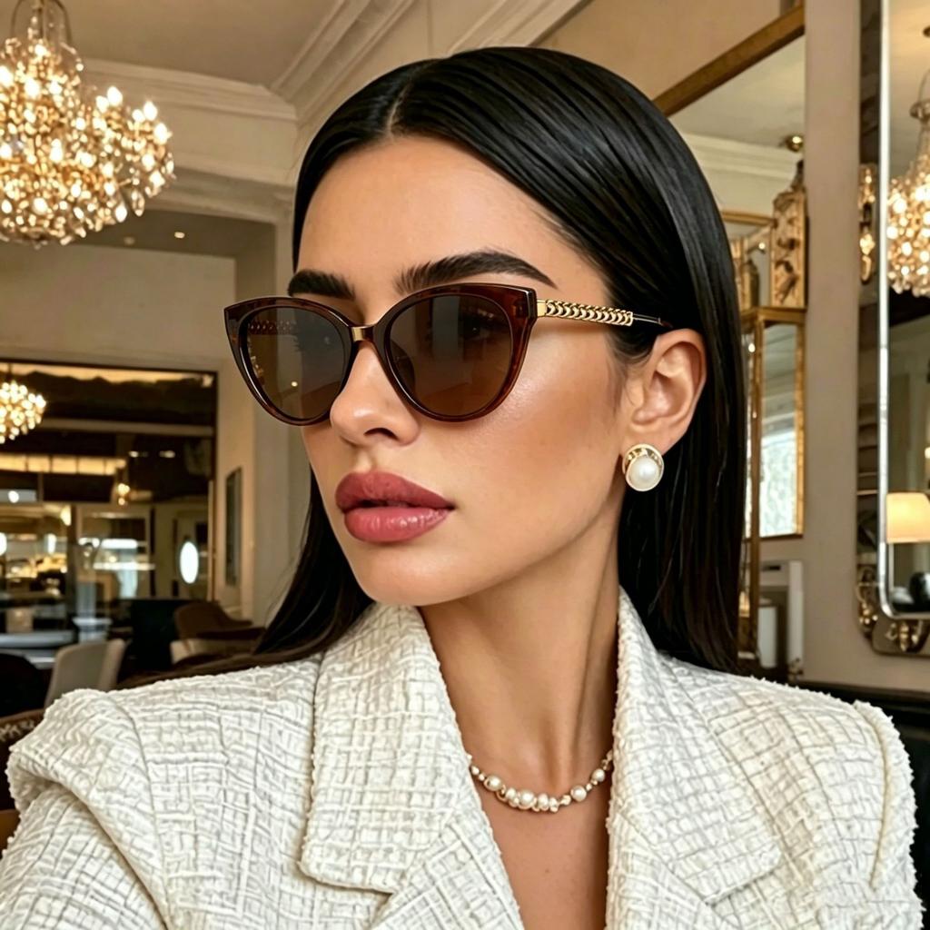 New Xiaoxiangfeng large frame cat eye sunglasses classic fashion versatile plain outdoor UV protection sunglasses