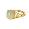 Adjustable Open Ring Women Men Copper Gold Plated Jade Butterfly Filigree Vintage Boho Jewelry