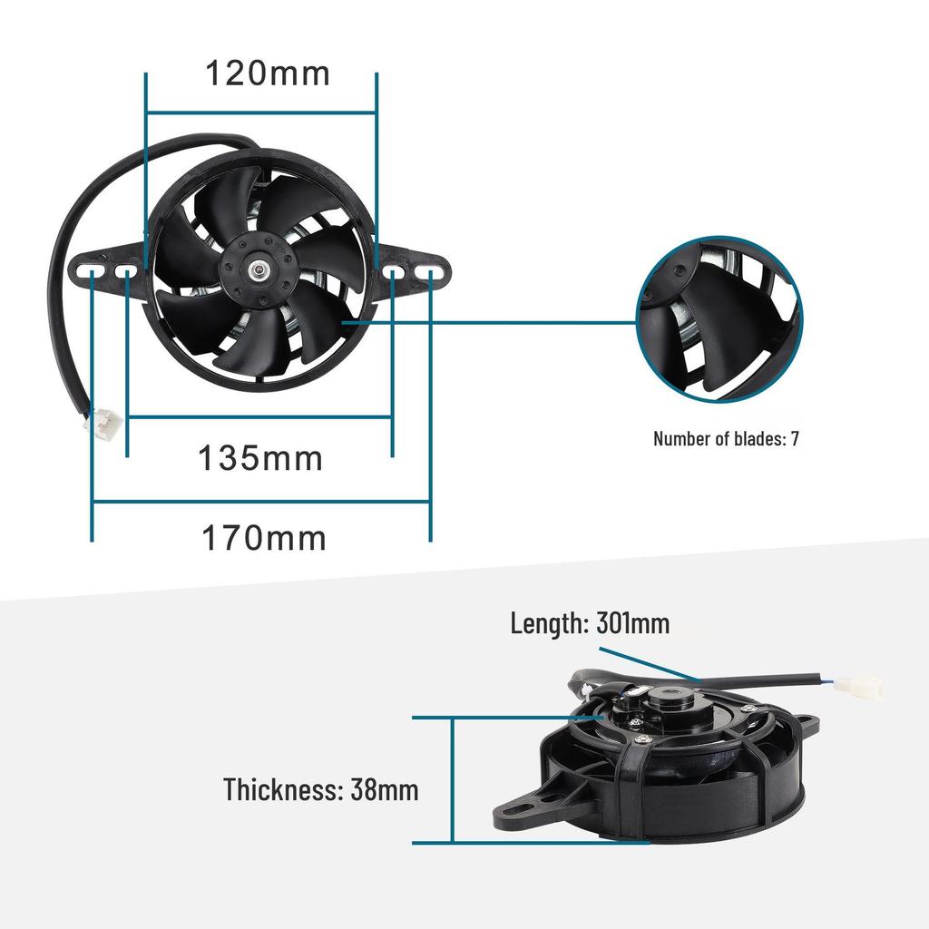 Ventola del Radiatore Raffreddata ad Acqua Senza Spazzole per ATV e Moto 150-250cc