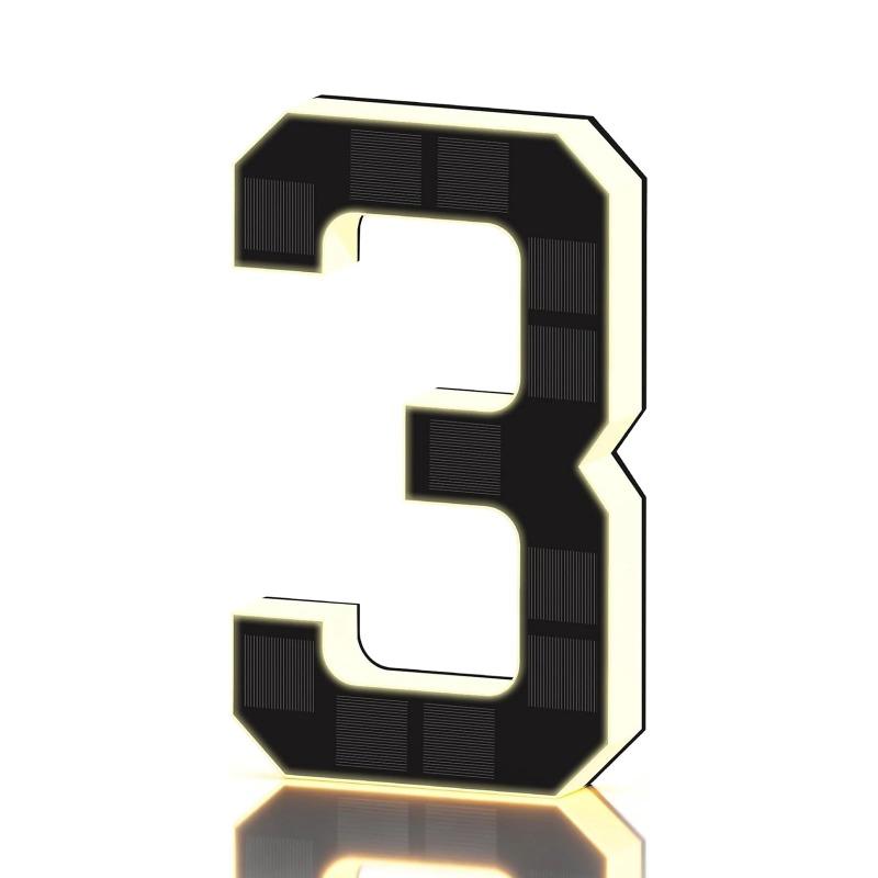 New LED Solar House Numbers 12CM, IP65 Waterproof Illuminated Address Sign, Outdoor Light for Home Hotel Bar Street