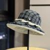 2026New Plaid Lace Wide-brimmed Fisherman Hat for Women, Summer Sun Protection Bucket Hat, High-end Feel, Suitable for Large Head Sizes, Versatile