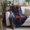 Dark Floral Print Fleece Blanket Soft Warm Throw Blanket For Sofa Bed Decorative Gift