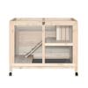 Small Animal Hutch with 2 Levels, 4 Wheels, Sealed Fir Wood, Natural