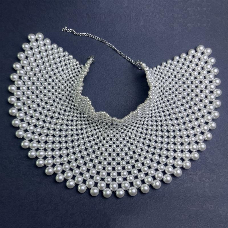 Cadenas Corporales de Perlas para Mujer Moda Tamaño Ajustable Collares de Hombro Tops Sexy Cadena Vestido de Novia Perlas Chal Joyería Corporal