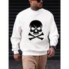 Men's Skull And Crossbones Pattern Casual Crew Neck Sweatshirt, Soft Comfortable Trendy For Home Outings Parties, Plus Size.