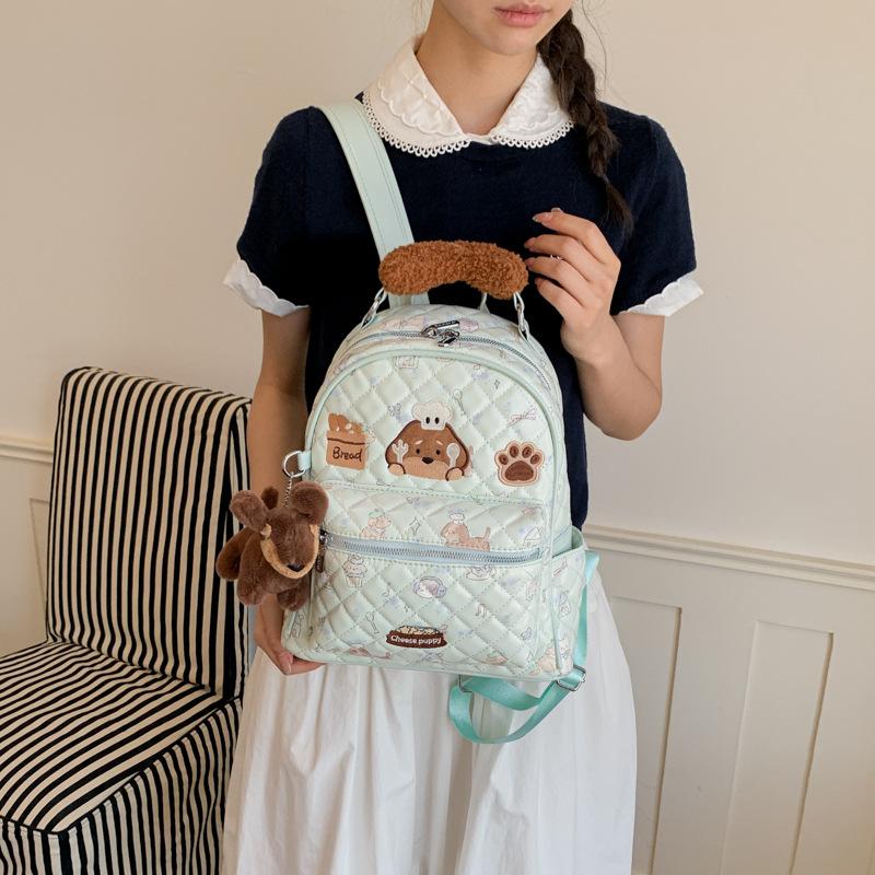 Schoolbag fun embroidery puppy dog cartoon backpack Korean version trendy new foreign style cute schoolbag travel small backpack