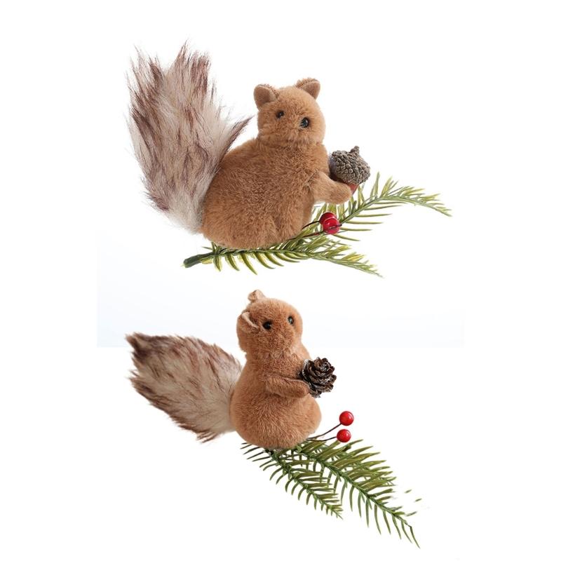 Cartoon Squirrel Hanging Decoration With Pinecone Accent Holiday Decoration For Christmas Gifts