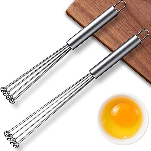 Ntcpefy 2-Piece Stainless Steel Ball and Wire Egg Whisk Set for Kitchen Cooking, Stirring, Whisking, and Beating