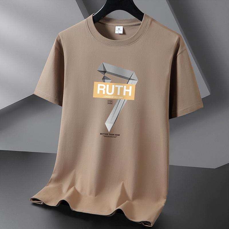 Ruth 10 Colors Pure Cotton Men T-shirt Round Neck Short Sleeve Loose Mans Tee Shirt Large Size S-6XL