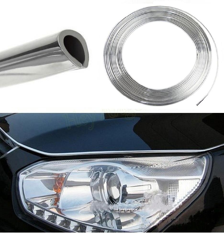 6M Car Door Chrome Moulding Edge Scratch Protection Strip Bumper Anti-collision Strip DIY Silver PVC Molding Decorative Strip