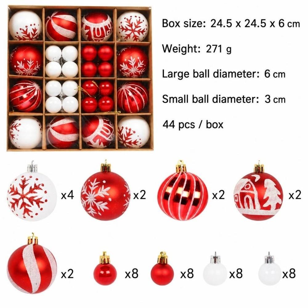 44Pcs/Set Shiny Christmas Ball 6/3CM Xmas Baubles Durable Xmas Ornament Ball  Home
