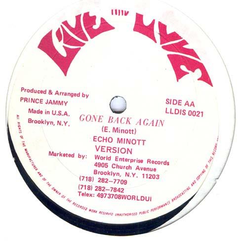 

12inch Record ECHO MINOTT MAJOR WORRIES Gone Back Again Babylon Boops LLDIS0021 Live And Love US Reggae Ska Dub Used