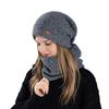 Women's Knitted Hat Winter European and American Warm Hat Scarf Set Fleece Ear Protector Pullover Wool Hat