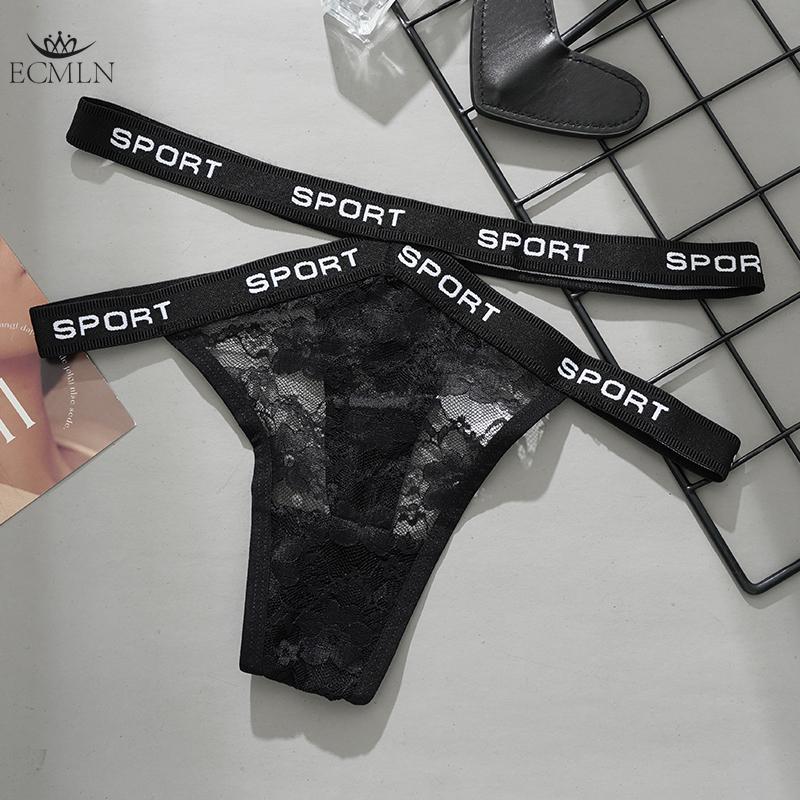 Women's Sexy T-Back Underwear Panties G-String Lace Thongs Briefs Female Fashion Letter Panties Underwear Lingerie
