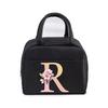 Cherry Blossom Letter N-Z Print Women Men Lunch Bag Fashion Alphabet Portable Insulated Bag School Multifunctional Bento Handbag