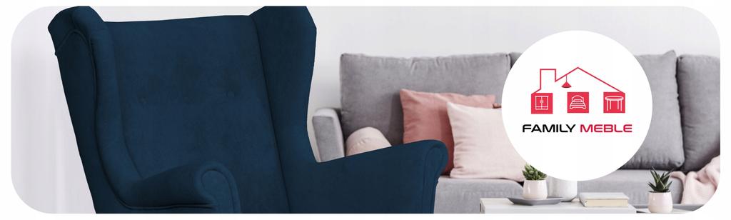 Fotel uszak bujany skandynawski welur Hunter Family Meble granatowy