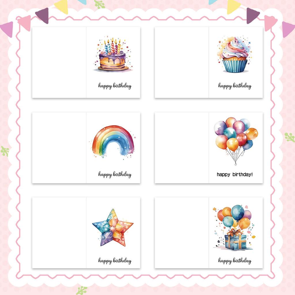 Handmade Watercolor Birthday Card Greeting Card with Envelope - Hand-Painted Art for Sending Birthday Wishes Party Gift