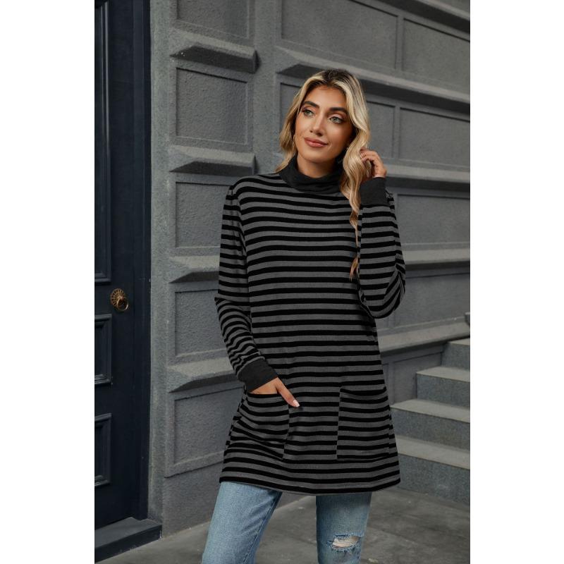 YYFS Dam Mode Casual Vår Höst Randigt Tryck Långärmad O-Hals Blusar & Skjortor