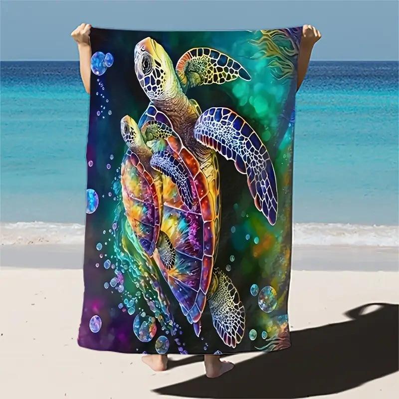 Funny Bear Riding Shark Beach Towel Cool Print Quick Dry Absorbent Towel for Teens Boys