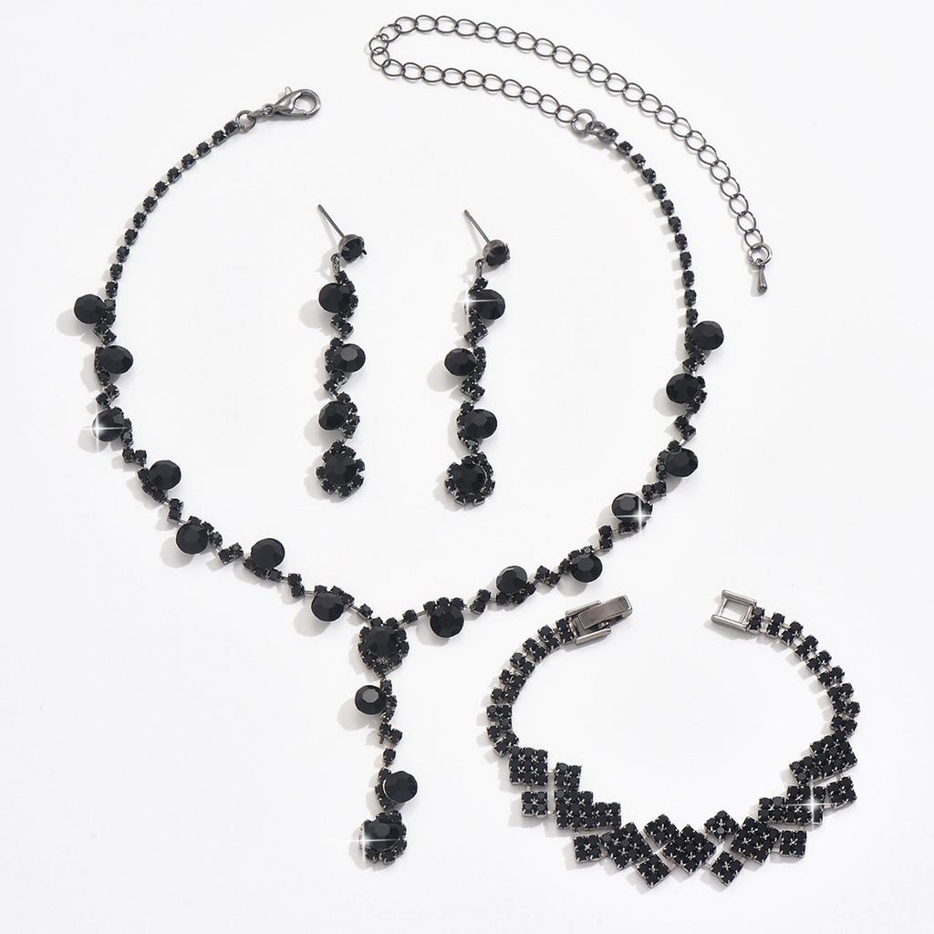 Rhinestone Jewelry, Necklace, Earrings, Bracelet, Three-Piece Jewelry Accessories Bride, Wedding Accessories Versatile