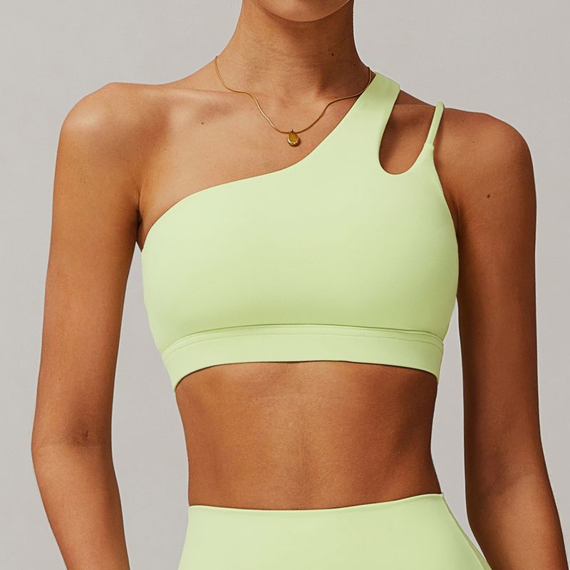 A- l-o Same Oblique One-Shoulder Beauty Back Yoga Bra Nude Feel Sports Intimates Asymmetrical Shoulder Strap Fitness Vest