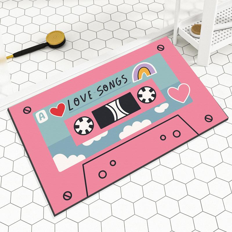 Cartoon Tape Mat Bathroom Absorbent Mat Diatom Mud Toilet Toilet Door Non-slip Mat Door Carpet