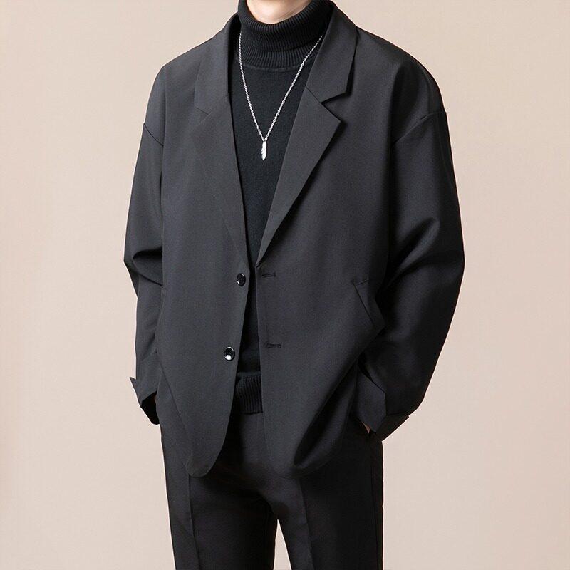 

2025 Весна Мужской Молодежный Блейзер Корейские Костюмы и Блейзер Высокого Качества Классические Модные Блейзеры Мужские Красивые Однотонные Деловые Пальто XL чёрный