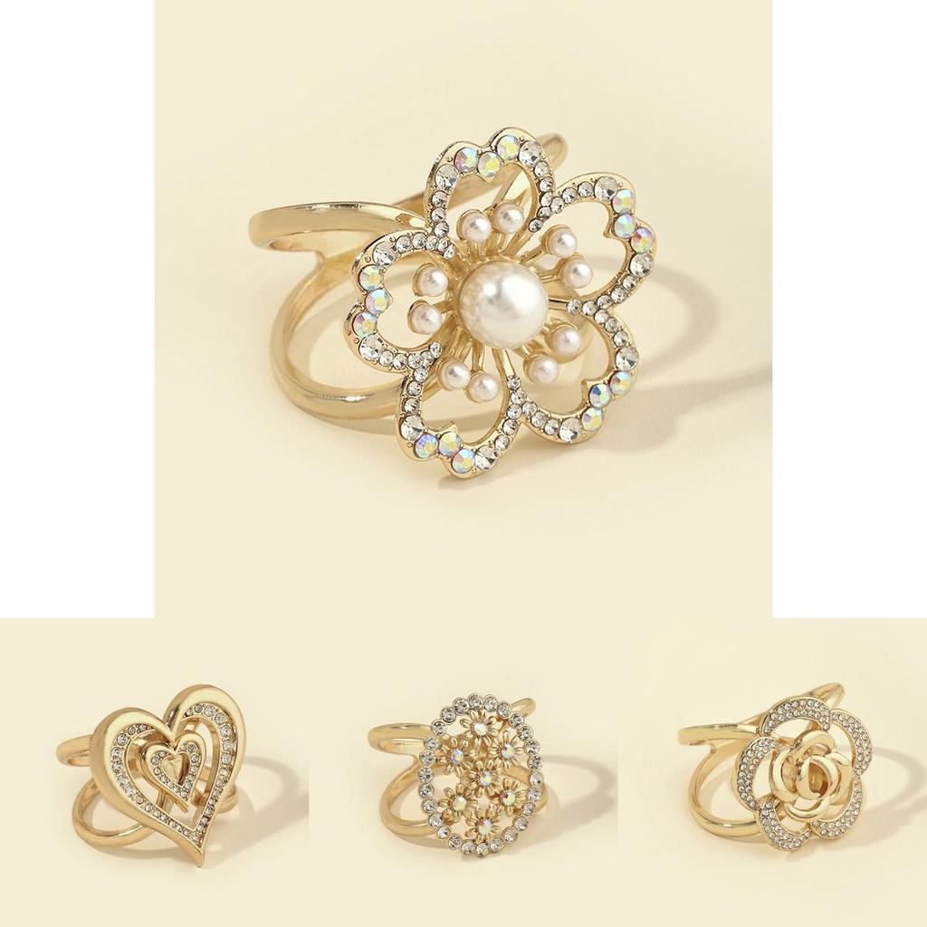 Alloy Scarf Clip With Floral Design Fall 2023 Oversized Belt Buckle**