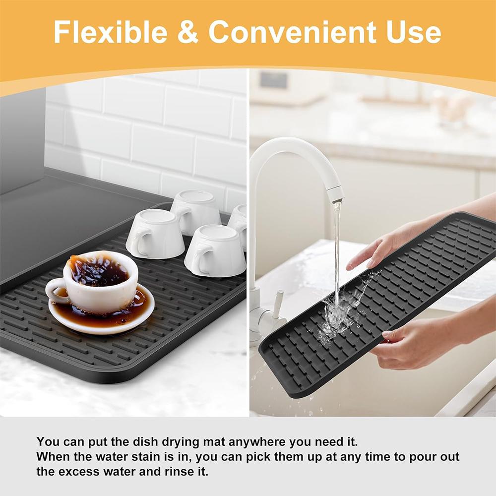 Silicone Coffee Mat Heat Resistant Bar Mat With Detachable Dish Drying Mat Kitchen Counter Coffee Machine Mat Pad
