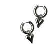 Punk Peach Heart Pendant Earrings for Women Silver Color Simple Fashion Geometric Circular Ear Buckle New Trendy Jewelry Gift