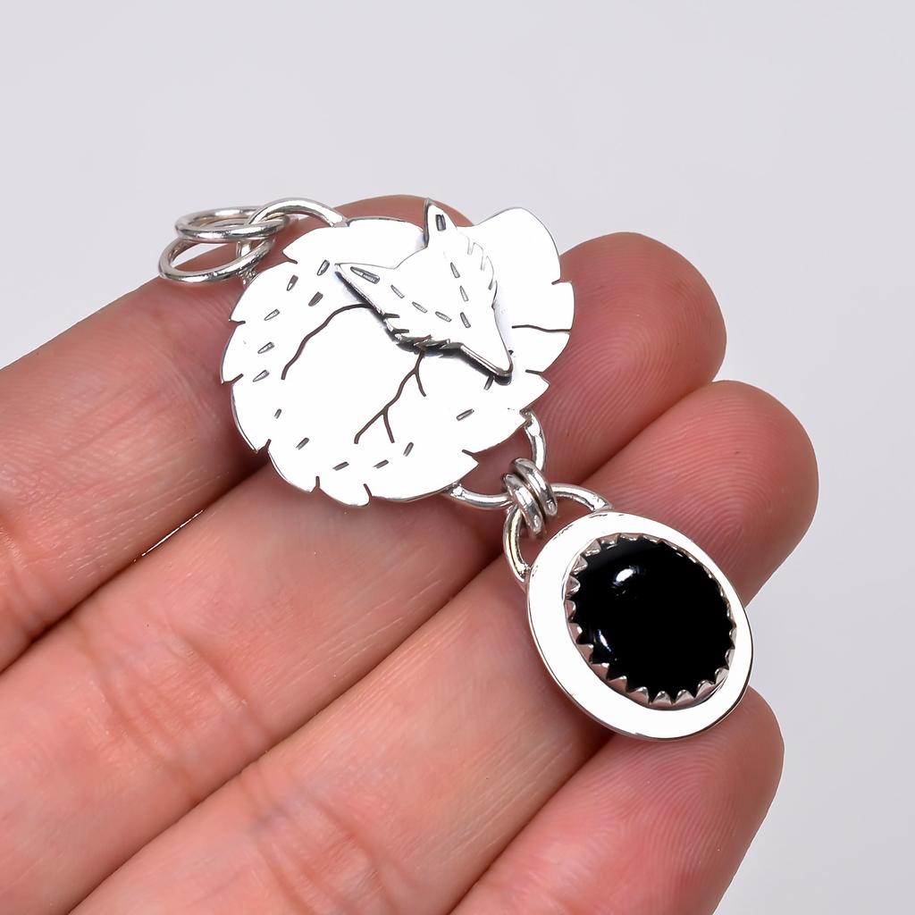 Black Onyx - Brazil Gemstone 925 Sterling Silver Pendant V8975, Black Pendant, Oval Pendant, Valentin's Day Gift, Gift For Her, Birthday Gift, Handmad