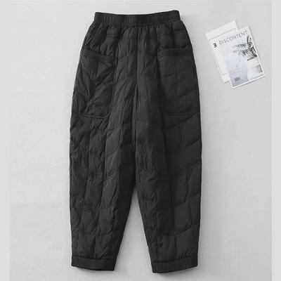 2024 Autumn/Winter Trendy Plus-Size Warm Down Cotton Baggy Pants with Elastic Waist