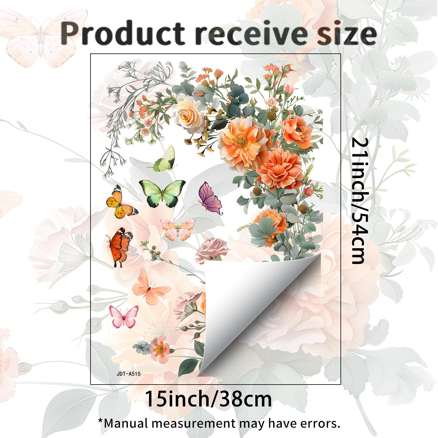 

Warm Orange Floral and Butterfly-themed Window Stickers Are Suitable for Balconies, Kitchens, Bedrooms and Entrance Areas. JDT-A515