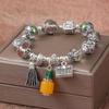 Retro Safety Buckle Prays for Good Luck with Peach Blossoms, Enamel Color Women's Jewelry Bracelet.