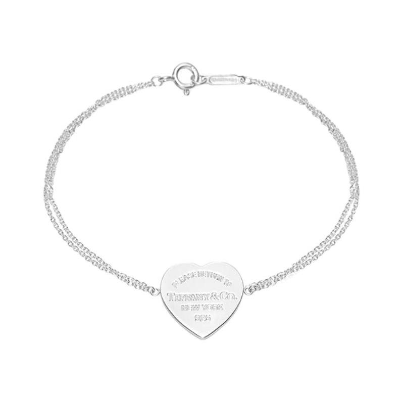 TIFFANY &CO logo del marchio dettagli bracciale in argento sterling da donna argento 29668086-argento S