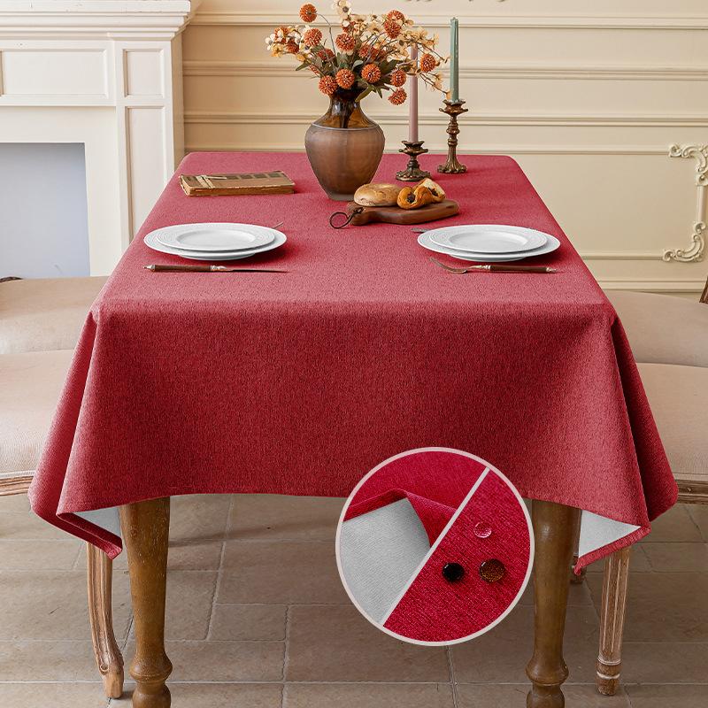 Cotton and Linen Three-proof Tablecloth Waterproof and Dustproof Solid Color Rectangular Tablecloth Coffee Dining Table Cloth