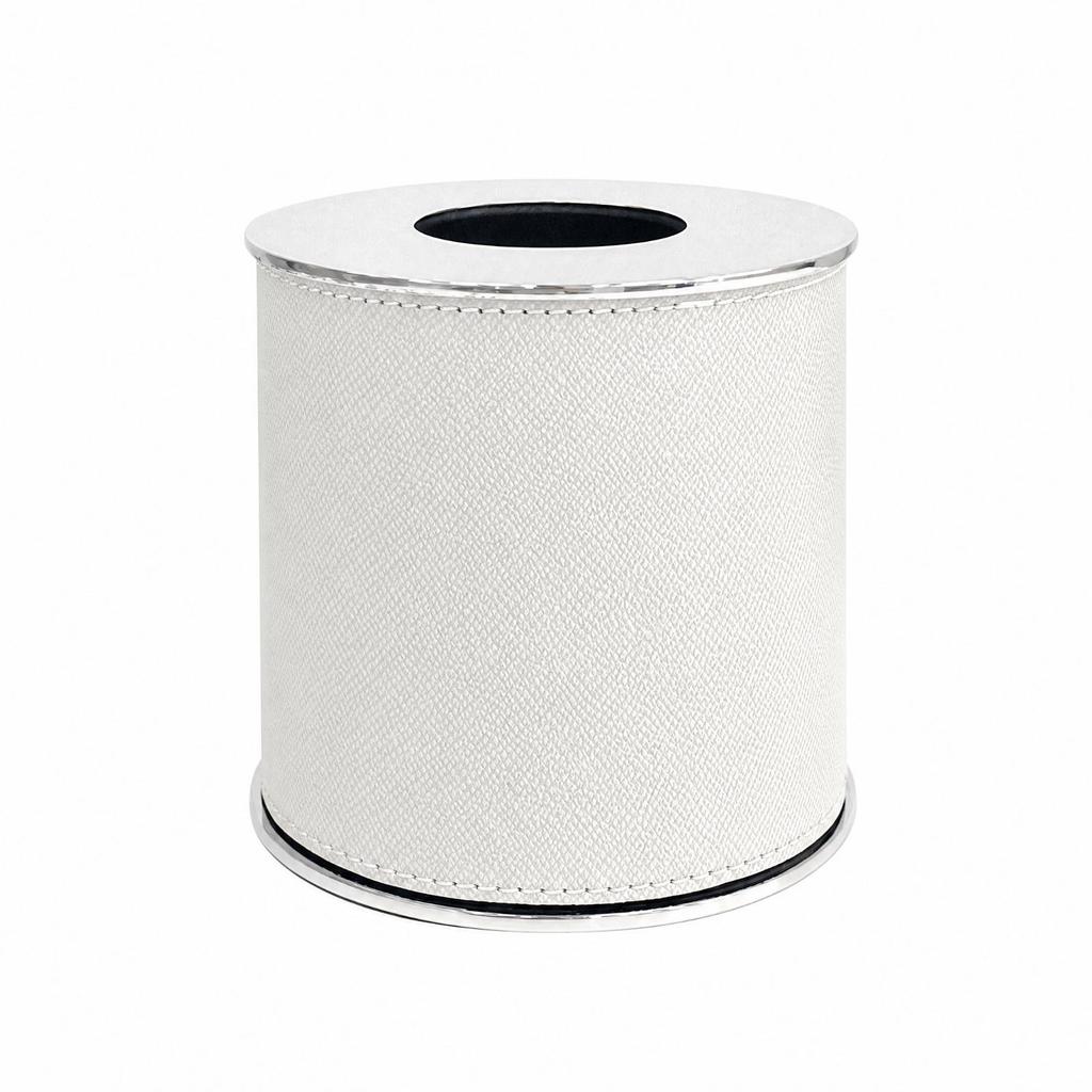 Compact Artificial Leather Tissue Box Elegant Cylindrical