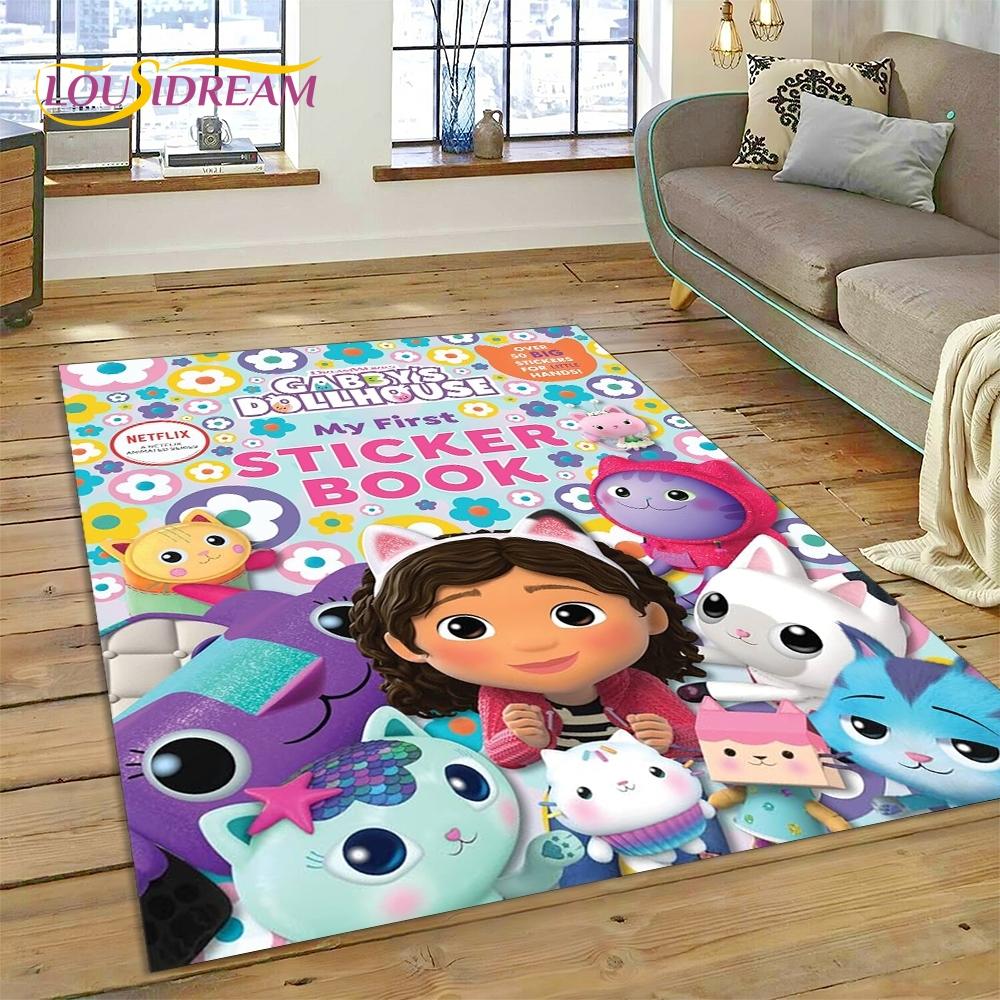 Cartoon Cute Gabbys Dollhouse Girl Rug Carpet for Living Room Bedroom Home Decor,Non-slip Decoration for Sofa Doormat Gifts Kid