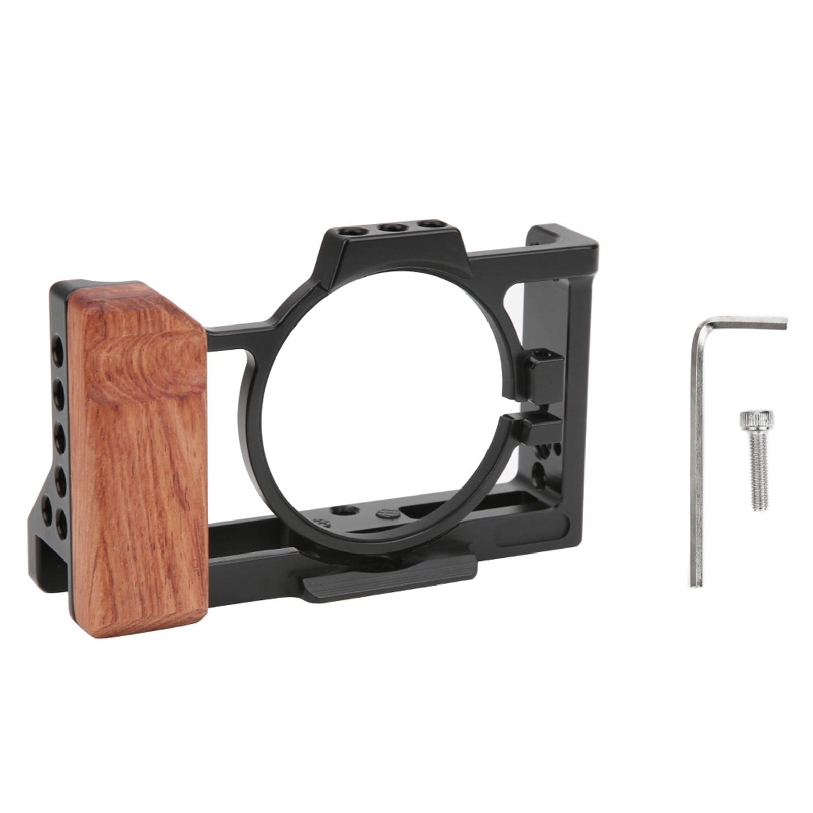

Aluminium Alloy Camera Cage Protective Casing Wooden Handle Grip for ZV1 Camera
