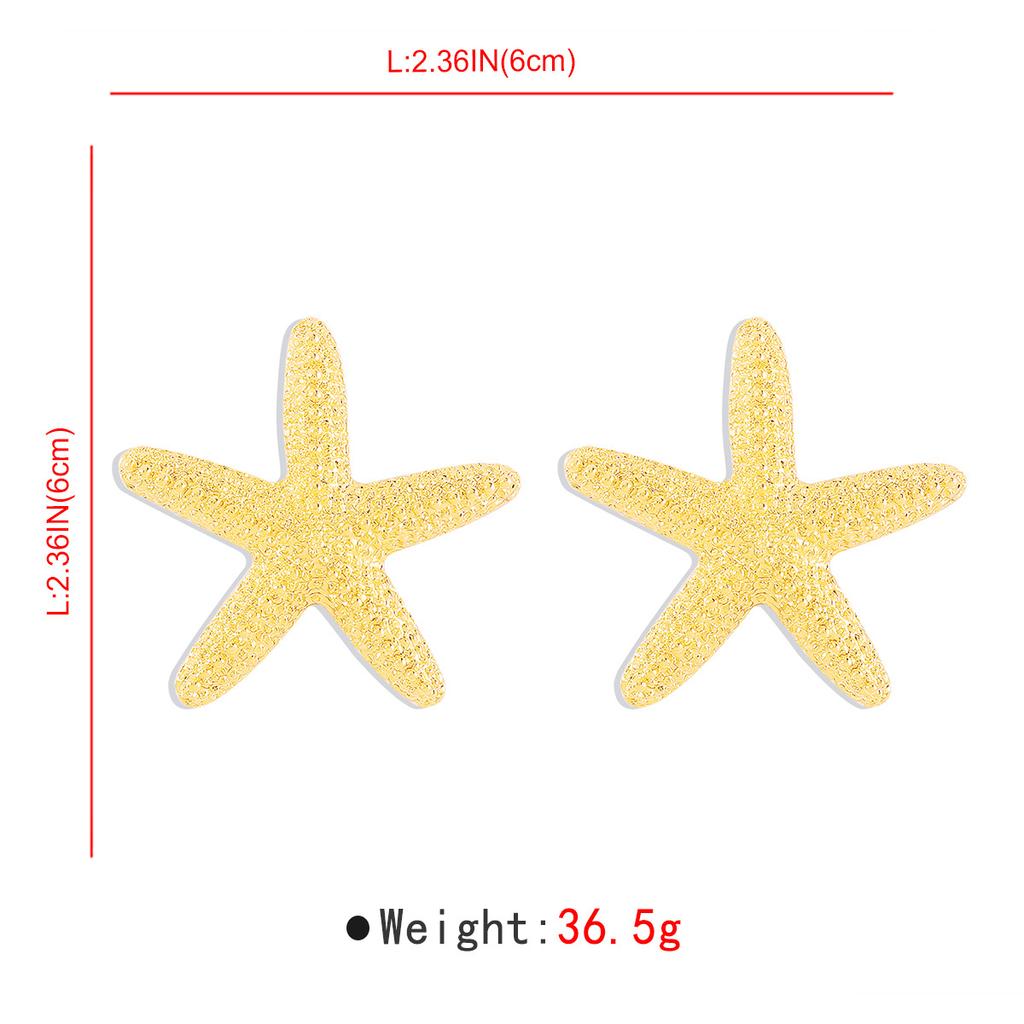 Personality Starfish Pendant Necklace Earrings Metal Texture Beach Style Elegant Clavicle Chain Trendy Female Jewelry