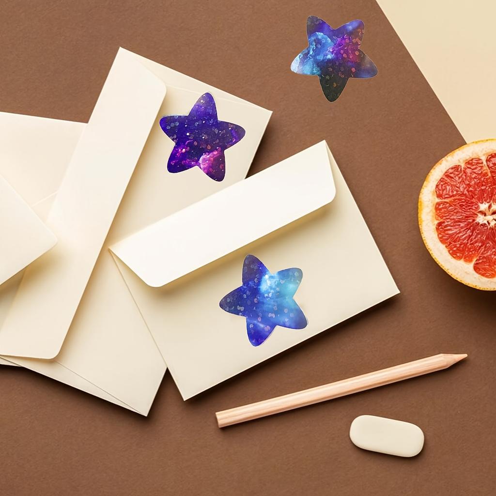 500pcs Shiny Aluminum Foil Star Emoticon Stickers, 6 Styles with Various Colors and Patterns,Suitable for Encouragement, Rewards