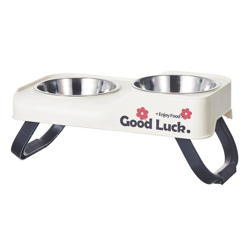 Comedero doble de acero inoxidable para mascotas, tazón elevado plegable antideslizante para gatos y perros