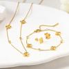 3PCS18k Diamond Set Lucky Clover Flower Necklace Bracelet Earnail Set Women's Luxury Jewelry