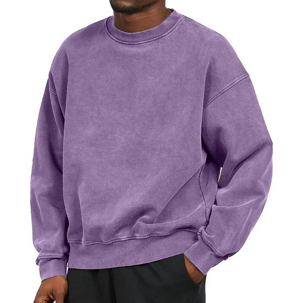 Men's Winter Pullover Solid Color Long Sleeve T