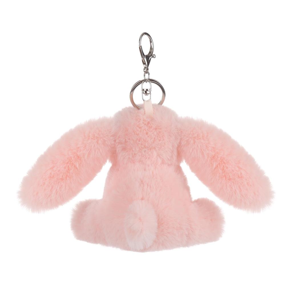 Apricot Lamb Pink Bunny Cute Soft Keychain Plush Toy, Perfect for Boys and Girls, Fits Kids Backpacks and Purses, 11cm